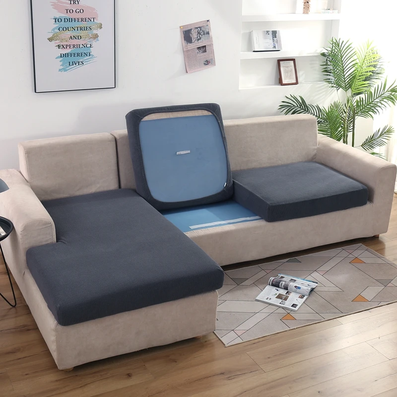 Бархатный кожаный чехол однотонный эластичный для диванной подушки дома