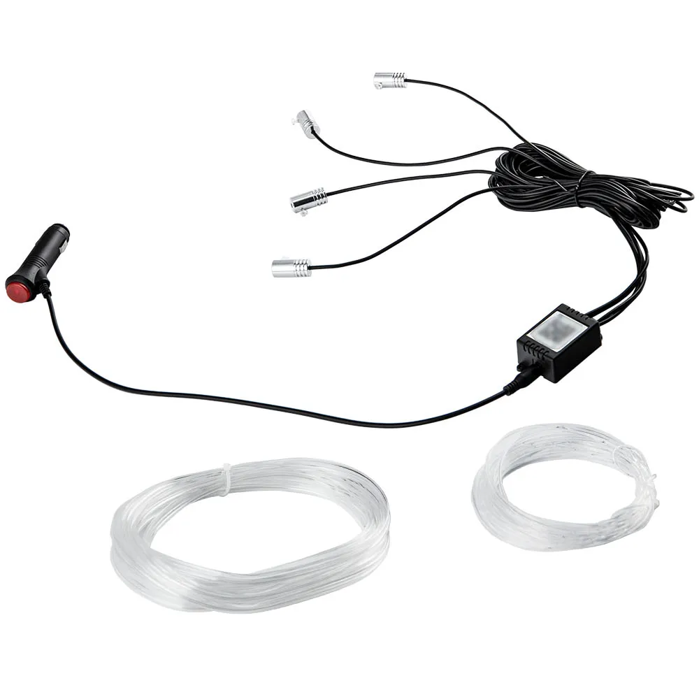 

RGB светодиодсветодиодный лента для салона автомобиля, оптоволоконная неоновая лента EL Wire, освещение, атмосфера, цветная светильник вая лент...