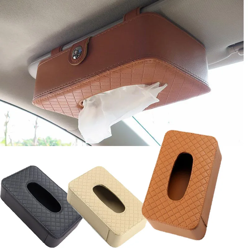 

21x12x6.3cm Car Tissue Box Holder Microfiber Leather Sun Visor Hanging Napkin Storage Box for Auto Organizer Accessories