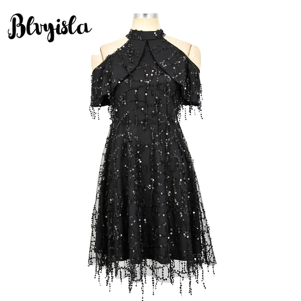 Черное мини-платье Blvyisla без бретелек с открытыми плечами сексуальное женское