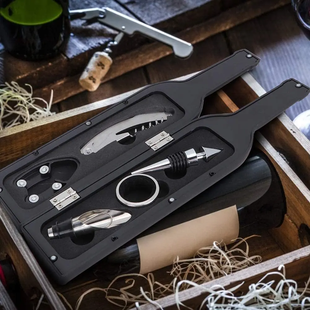 

Bottle Opener 5Pcs/set Bottle-Shaped Wine Bottle Opener Set Corkscrew Set Tool Wine Accessories