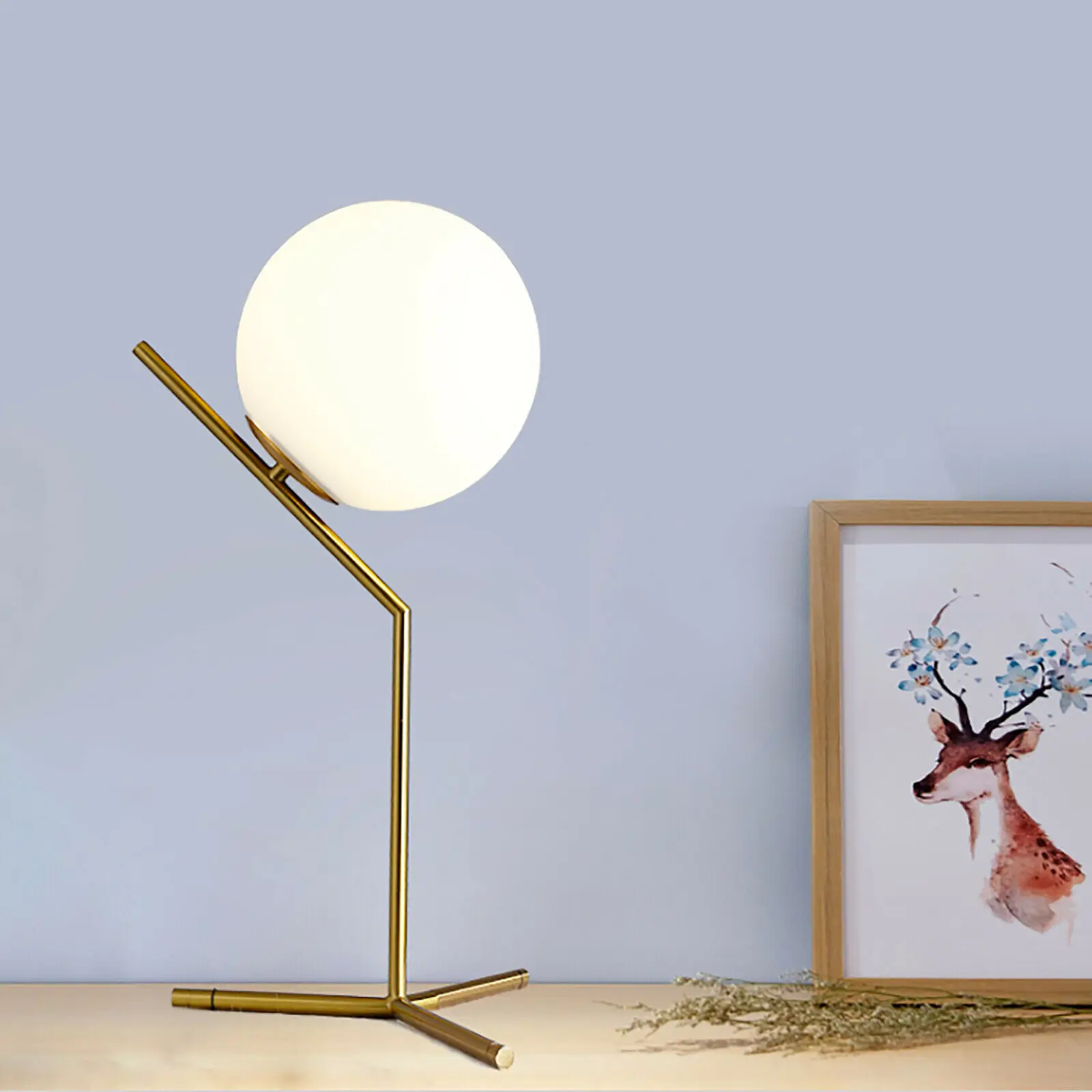 

OUKANING Modern Table Lamp Glass Ball Table Lamp Bedroom Bedside Lamp Reading Lamp E27 Lamp Holder 110V (High Style)