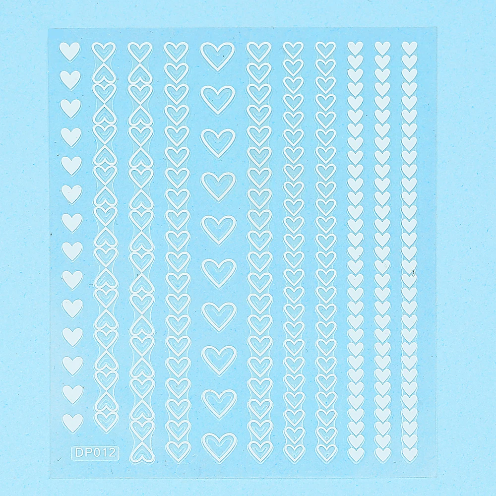 1 лист шикарные 3D Золотые белые серебряные черные сердца уши риса узор наклейки