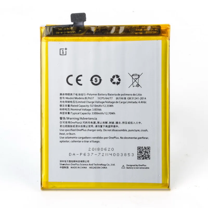 Новый аккумулятор 3210mAh BLP637 хорошего качества для Oneplus 5 One Plus Five + Подарочные