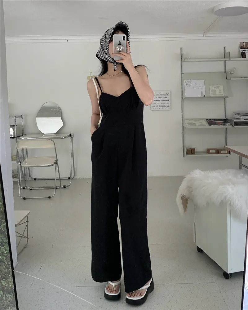 

Summer Rompers Women Sexy Sleeveless Straps Jumpsuit Black Elegant Party Long Pants One Piece Clothes Overalls