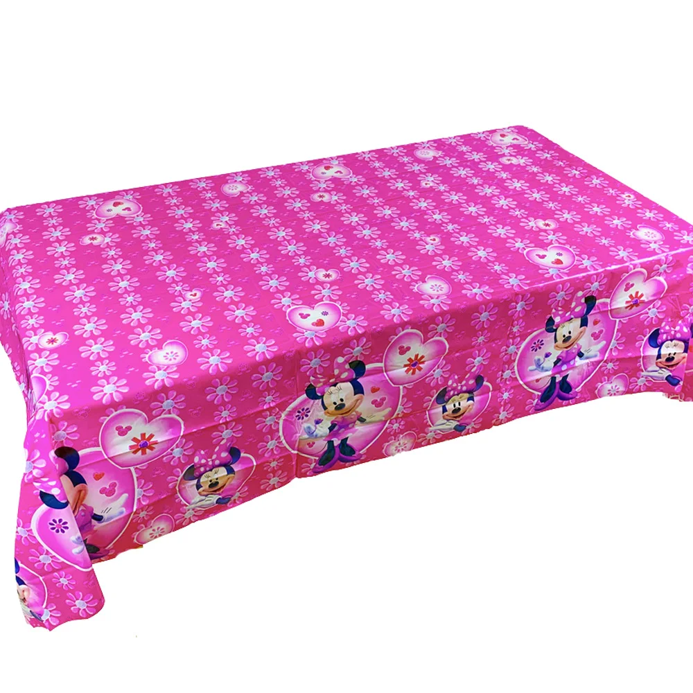 

180*130cm Minnie Mouse Birthday Party Supplies Disposable Tablecloth Mickey Table Cover Girls Baby Shower Decoration Set