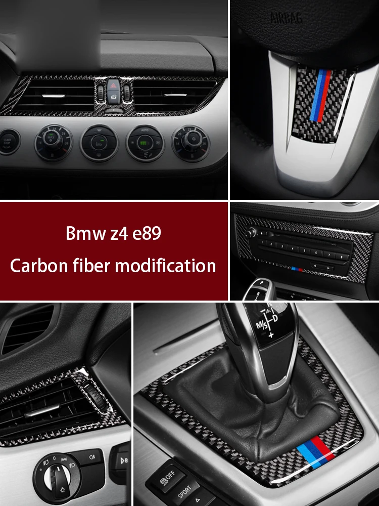 

For BMW Z4 E89 Real Carbon Fiber Interior Accessories Car Decoration 3D Sticker Gear Console Panel 2009-2015