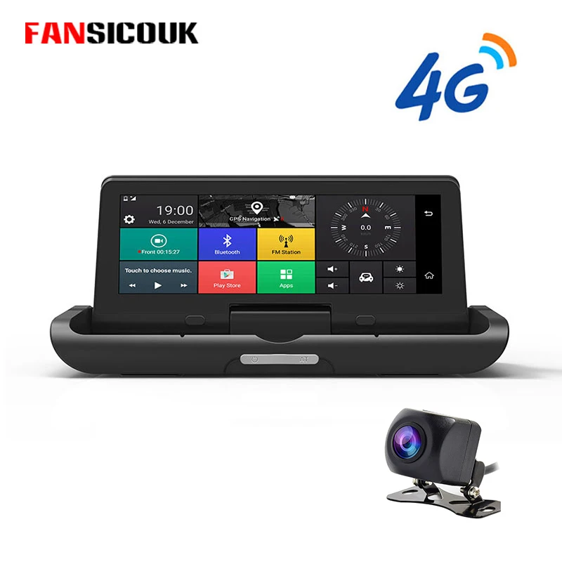 FANSICOUK 3G/4G Автомобильный видеорегистратор ADAS GPS навигатор FHD 1080P Android WiFi с 8 дюймовым