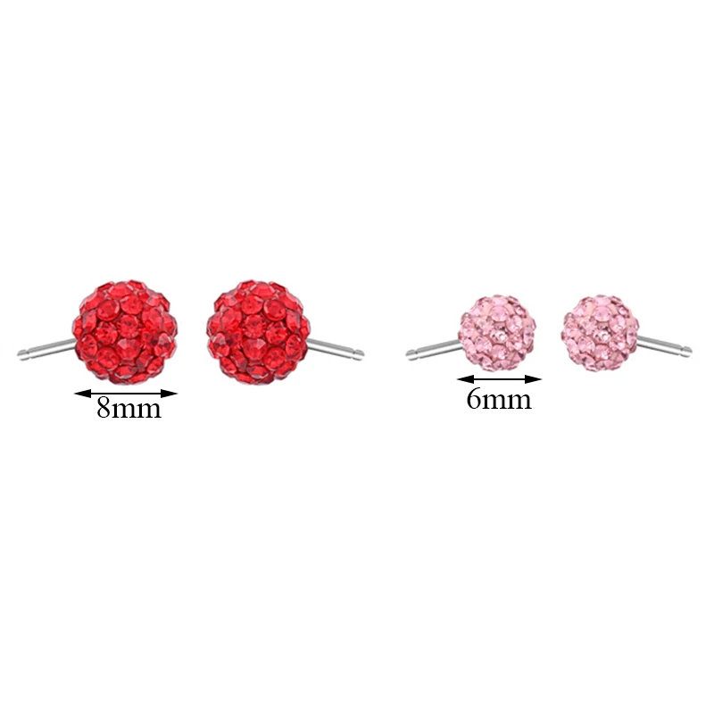 

S925 Silver Gypsophila Earrings Shambhala Ear Stud Crystal Ball Earring For Women Girl All-match Ear Jewelry Gift Size 6mm 8mm