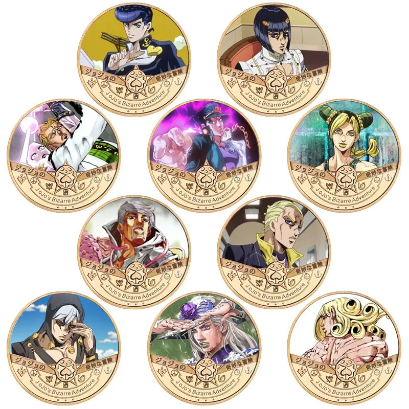 

Dropshipping WR Japanese Anime Jojo's-Bizarre-Adventure Gold Plated Coins Sets Collectibles Coin Original Coins Souvenir Gifts