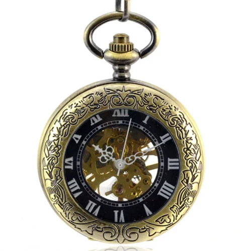 2019 Новый Ретро Бронзовый механический Карманный кармашек для часов цепь Римский