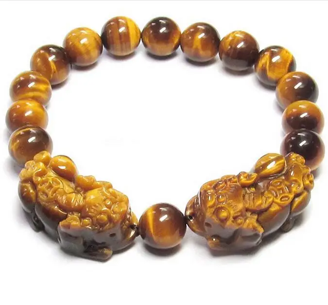 

Fine Jewelry Fashion Natural Tigereye16mm Elastic Circular Bead Bracelets Best Gift Free Shipping