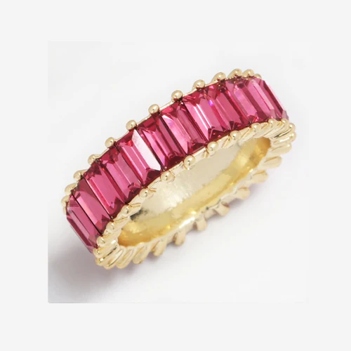 hotpink 14 цветов Стерлинговое Серебро 925 тонкое Золотое серебряное кольцо линия микро проложить cz вечность стек серебро Радуга cz женское кольцо - Цвет основного камня: hotpink
