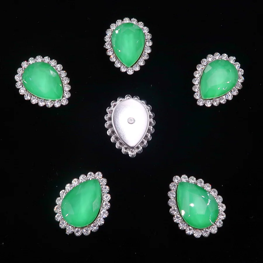 A9 Emerald Желеобразных конфет стекло с украшением в виде кристаллов со стразами серебристого схватка 10x14 мм 13*18 мм бусины в форме капли воды шить на горный хрусталь аппликация «сделай сам» с отделкой - Цвет: A9 Emerald