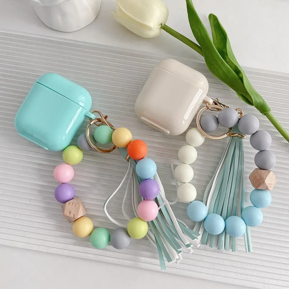 

luxury Colorful beads chain Cover sFor Apple AirPods Case AirPods PRO Cute soft Earphone Cover airpods 2 keychain Case coque