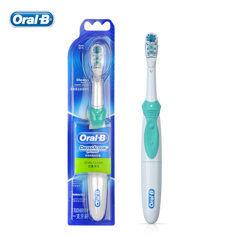 

Оригинальная электрическая зубная щетка Oral B перекрестное действие на батарейках AA вращение и вибрация двойная Глубокая чистка отбеливани...
