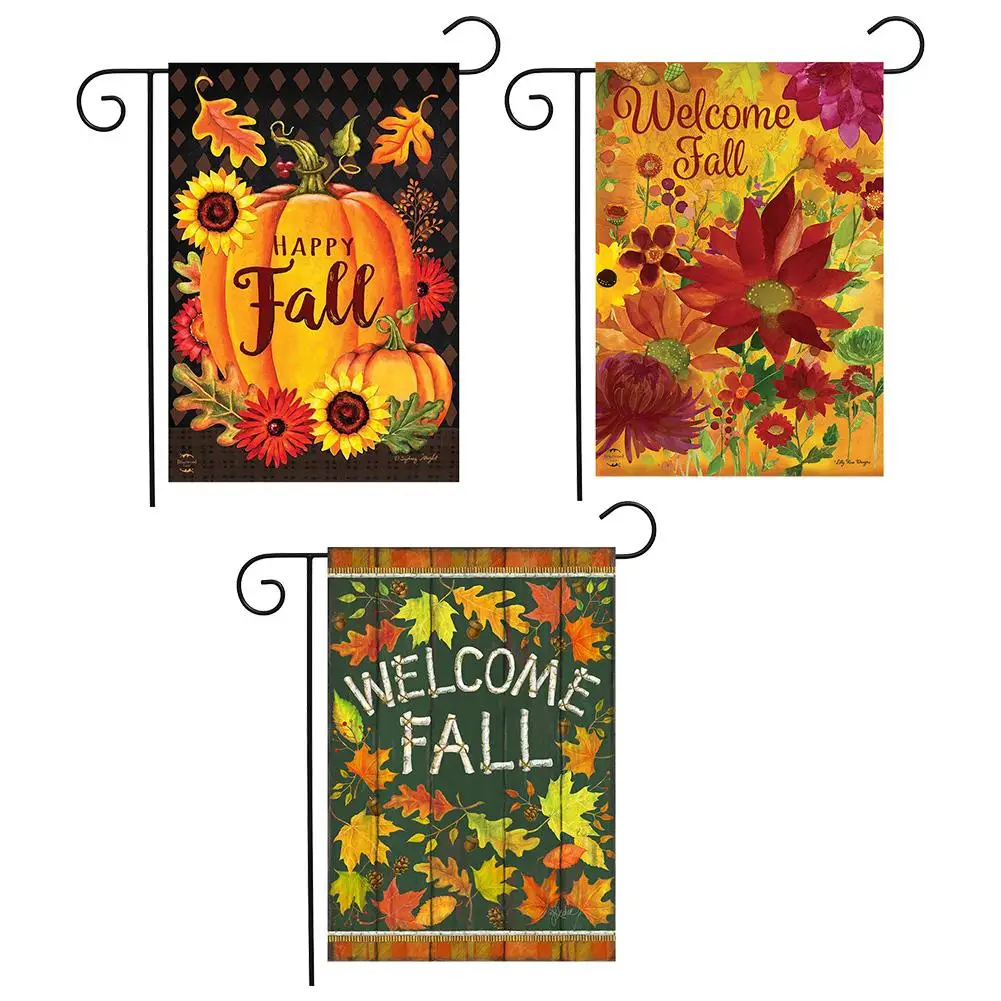 Новая двухсторонняя осень Добро пожаловать садовый баннер украшения для двора