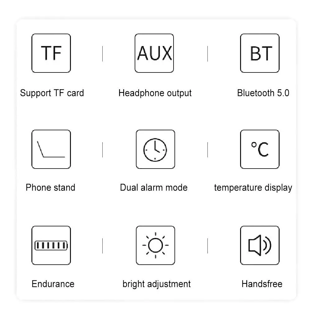 Bluetooth 5.0 Portable Wireless Mirror Loudspeakers Stereo Music Sound Box Alarm Clock for TF AUX Card FM Radio Player | Электроника