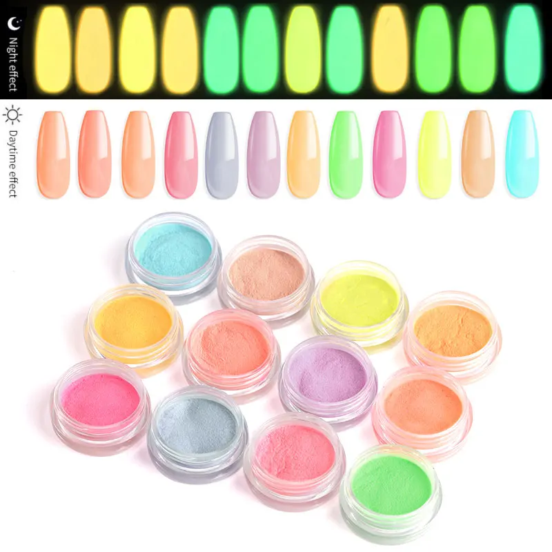Ультратонкий Флуоресцентный порошок для ногтей 12 цветов | Красота и здоровье