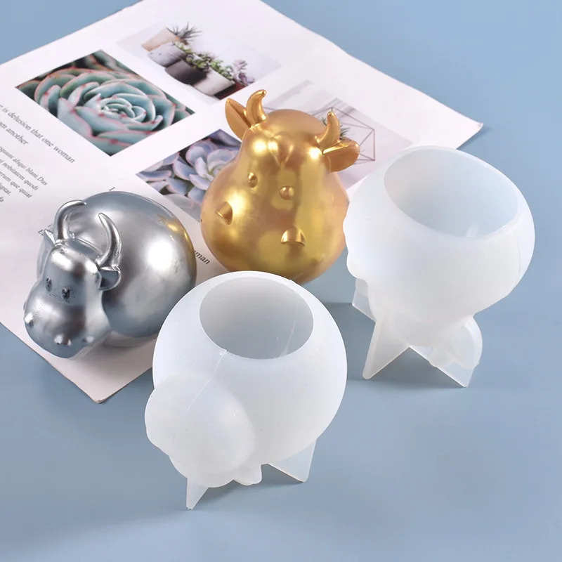

3D Cattle Silicone Mold Crystal Bull Cute Ox Year Moule Epoxy Silicone DIY Decorating Tools Supplies Molds For Epoxy Resin NEW