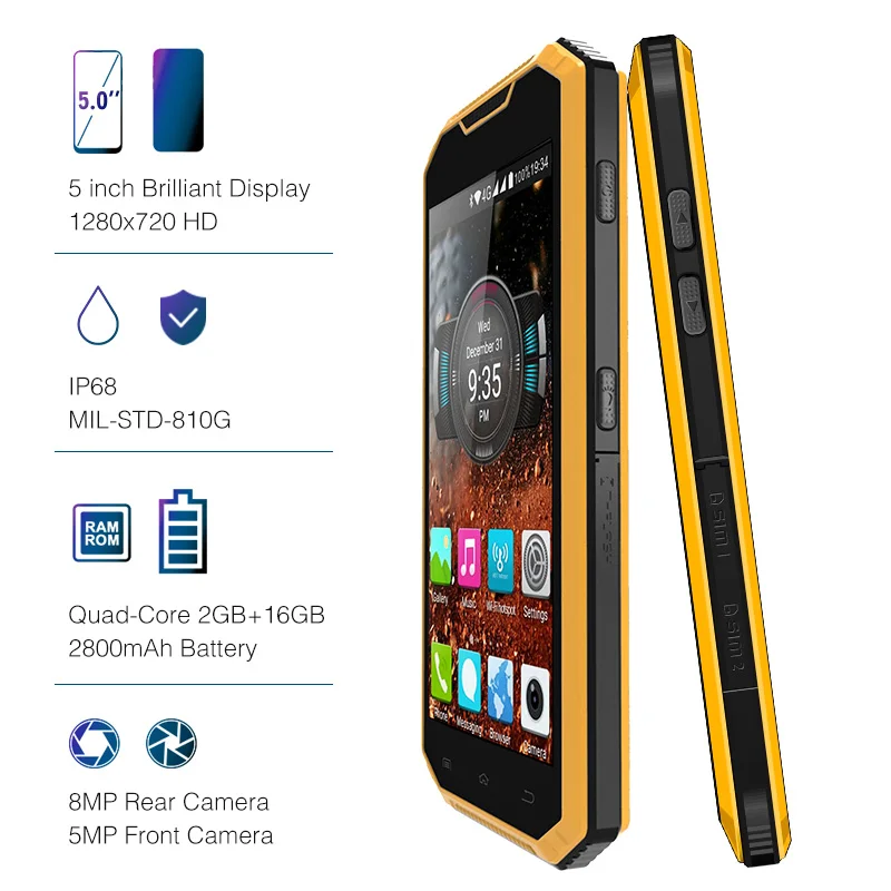 KENXINDA E & L W7S 2 Гб 16 сотовый телефон IP68 EL водонепроницаемый 5 0 дюймов Android 6 MTK6737
