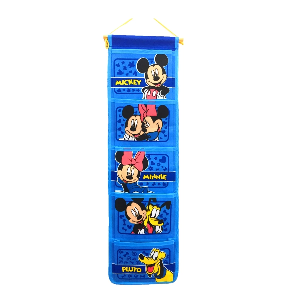 Blue Mickey Mini Мультяшная настенная сумка для хранения, модная игрушка, органайзер для макияжа, 5 Карманов, подвесной чехол для хранения, сумки, чехол для двери, ванной комнаты - Цвет: Blue Mickey Mini