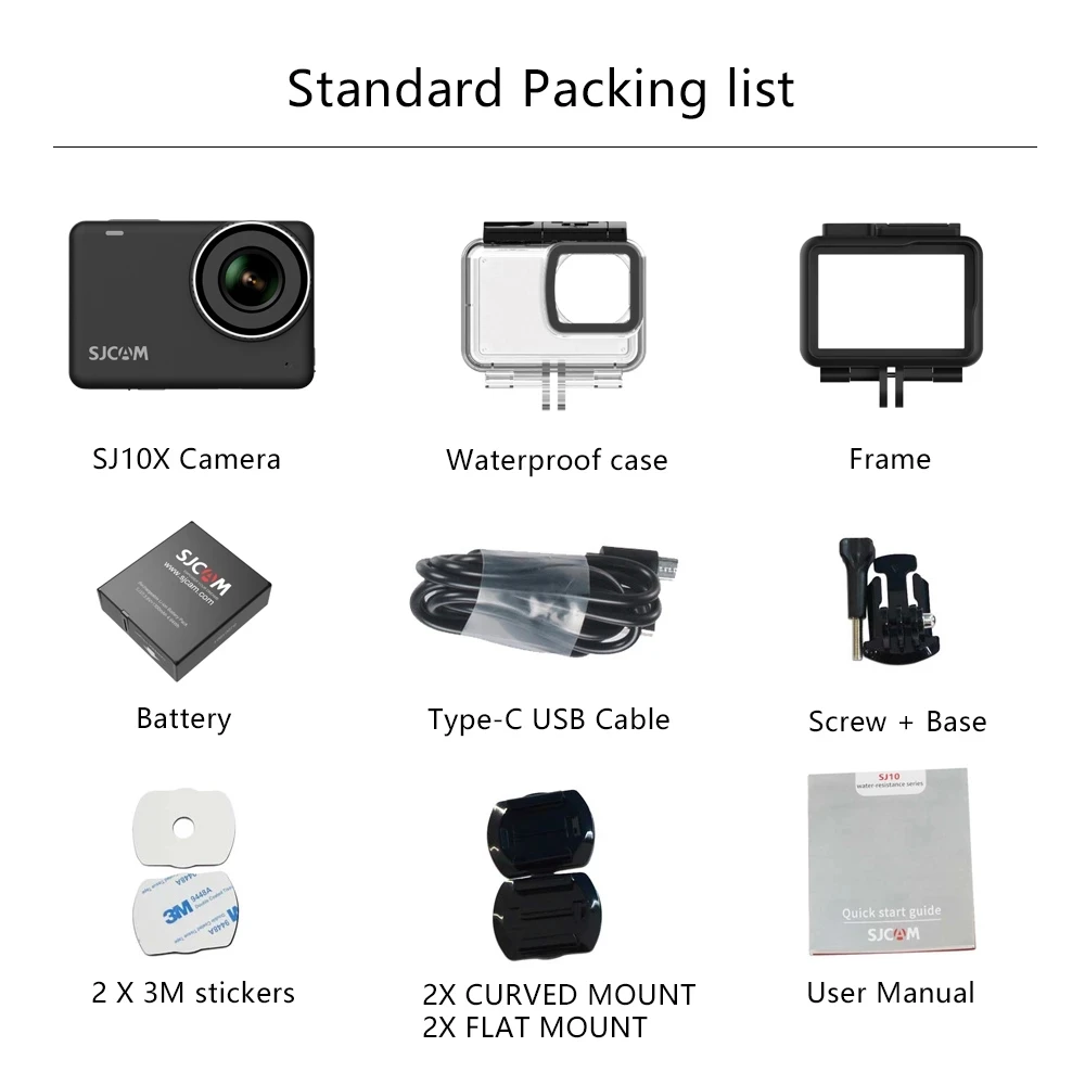 للبيع 100% الأصلي SJCAM SJ10X عمل كاميرا SJ10 X 4K 24FPS 10 متر الجسم مقاوم للماء واي فاي 2.33 شاشة تعمل باللمس الدوران استقرار الكاميرا