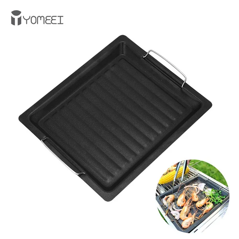 Черная сковорода для барбекю YOMEEI прочная пластина антипригарная кухонные