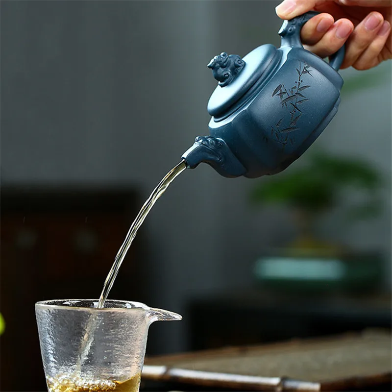 Исинской фиолетовой глины ручка в виде дракона заварочный чайник ручной работы