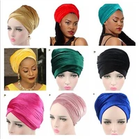 17026cm 10 colors women headwear velvet headwrap african head wrap tie scarf twist hair band turban bandana bandage hijab hats