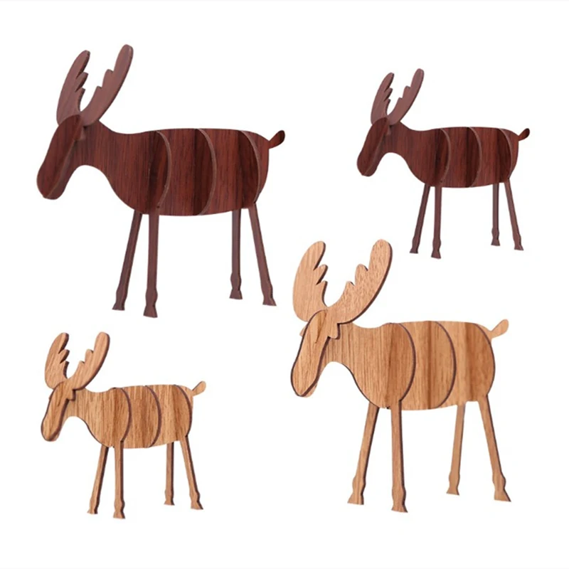 Malls Ornaments DIY Wooden Pendant Latest Table Tree Toy Festive Party Shopping New Year Elk Bars Deer Children Decorations | Дом и сад