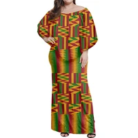 new arrivals fall sexy off shoulder bodycon maxi dress kente ceremonial cloth pattern dresses plus size clothing party dress