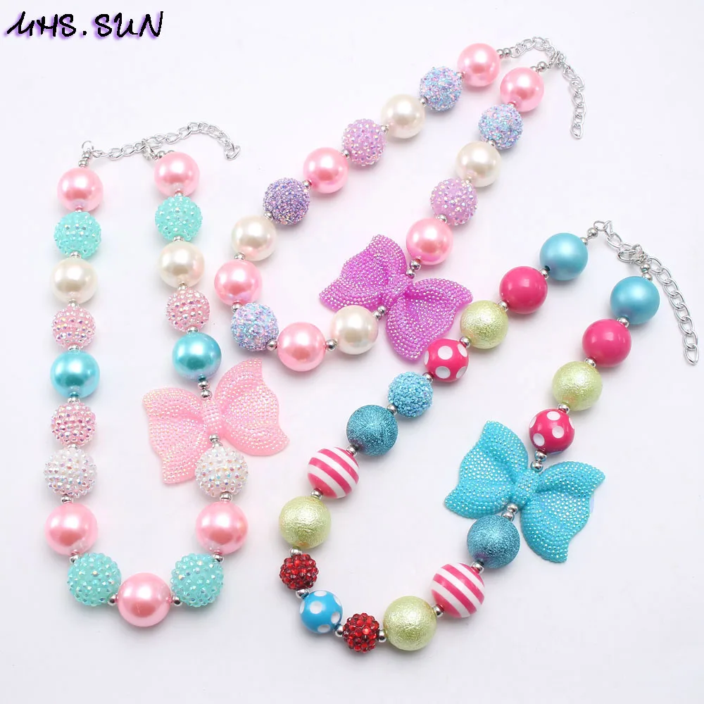 Милое ожерелье MHS.SUN с бусинами и бантом для маленьких девочек очаровательное
