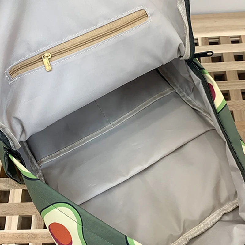 

Kajie Cartoon Fruit Print Lady Backpack Large Capacity Student Travel School Backpack Backpack,Avocado Green Mochila
