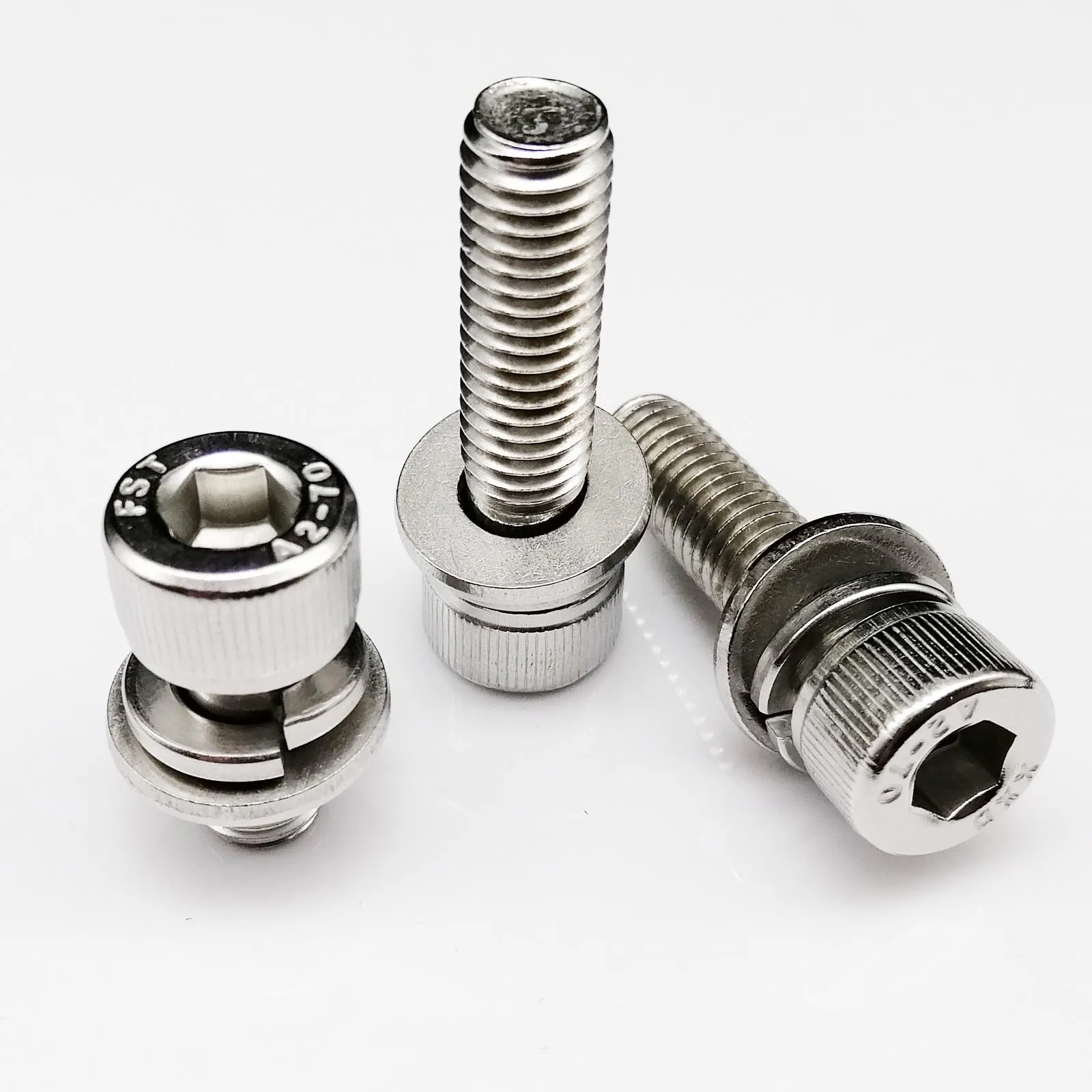 M2 M2.5 M3 M4 M5 M6 M8 M10 M12 304 Stainless Steel Hexagon Hex Socket Cap Head SEM Screw Flat Washer Spring Gasket Assemble Bolt - купить по
