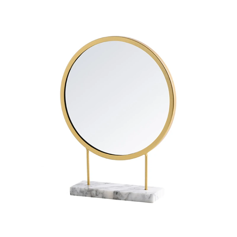 

NORDIC CREATIVE MIRROR ROUND GOLD MARBLE BASE DESKTOP MAKE UP MODERN HOME DECORATION ACCESSORIES CHRISTMAS DECORATIONS