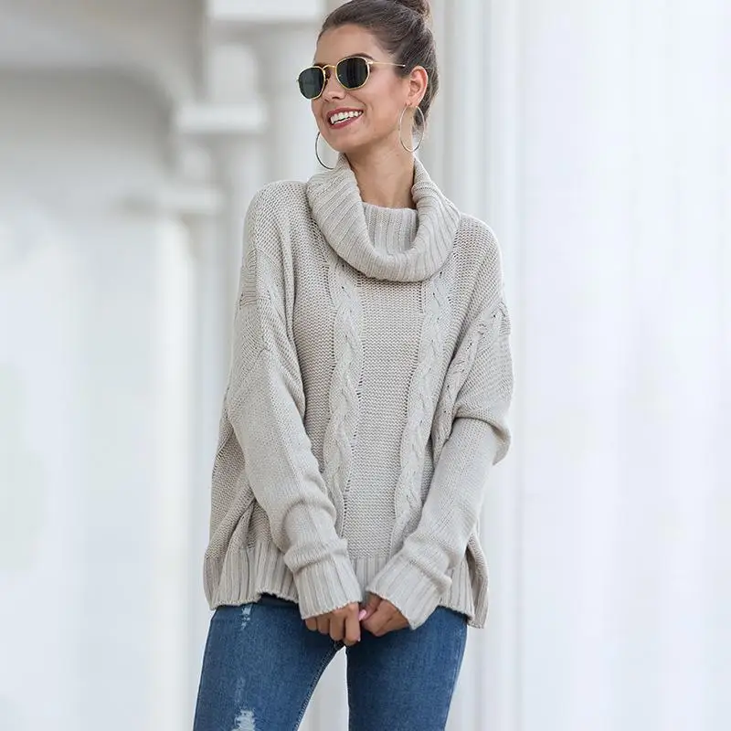 Осенне-зимний свитер с высоким воротом женские свитера женский толстый вязаный