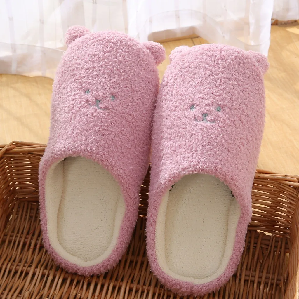 JAYCOSIN New Indoor Home Floor Soft Women's Shoes Warm Cute Animal Bear Winter Fur Slip-On Cotton Slippers A513 | Обувь