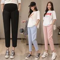 932 spring summer 910 thin cotton linen maternity pants elastic waist belly straight pants for pregnant women pregnancy casual