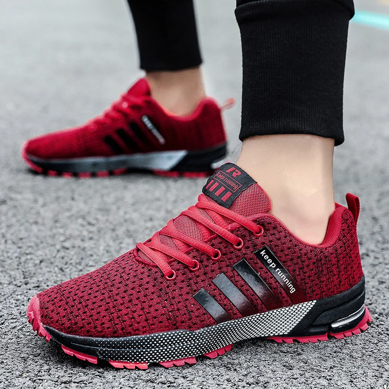 Hot Lightweight Blue Sneakers Marathon Running Shoes Men Mesh Breathable Sports Shoes Men Outdoor Big Size Keep Running Sneaker