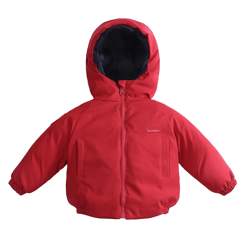 winter children's jackets Boy hooded down jackets Girl pink keep warm Outerwear Coat worn on both sides 2T-6T duck down 90