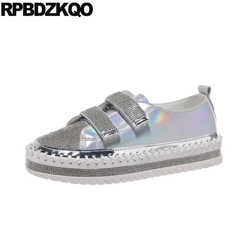 Обувь на толстой подошве со стразами резиновой платформе Женские кроссовки