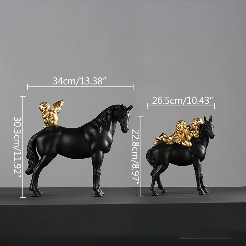 

New Design Angel Riding Horse Sculpture Desk Decoration Figurines Resin Ornament Crafts For Home Decoration Wedding Decor Gifts