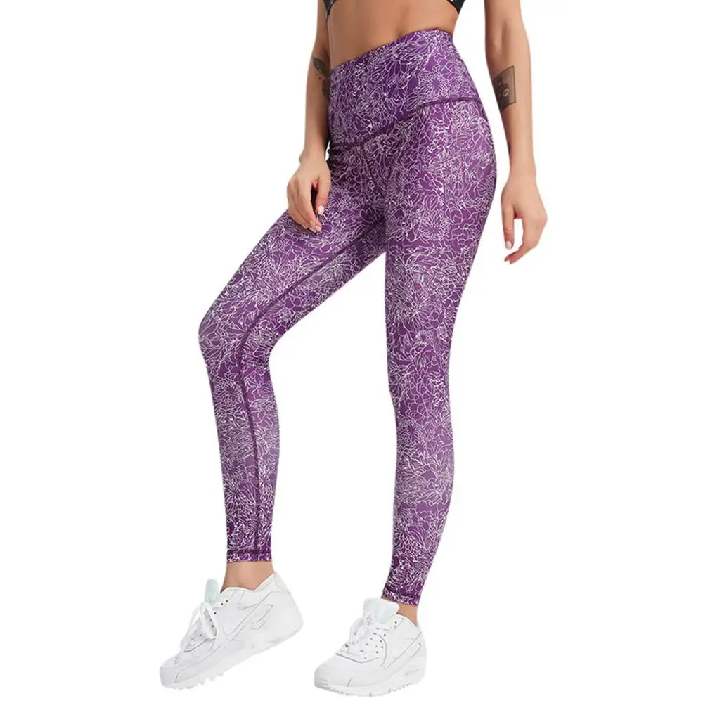 Женские облегающие спортивные штаны для йоги с принтом эластичная талия