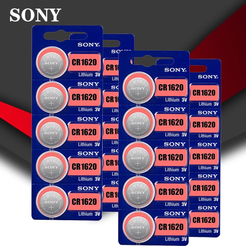 

20 шт. Sony 100% оригинальная CR1620 Кнопочная батарея для часов автомобильный пульт дистанционного управления cr 1620 ECR1620 GPCR1620 3v литиевая батарея