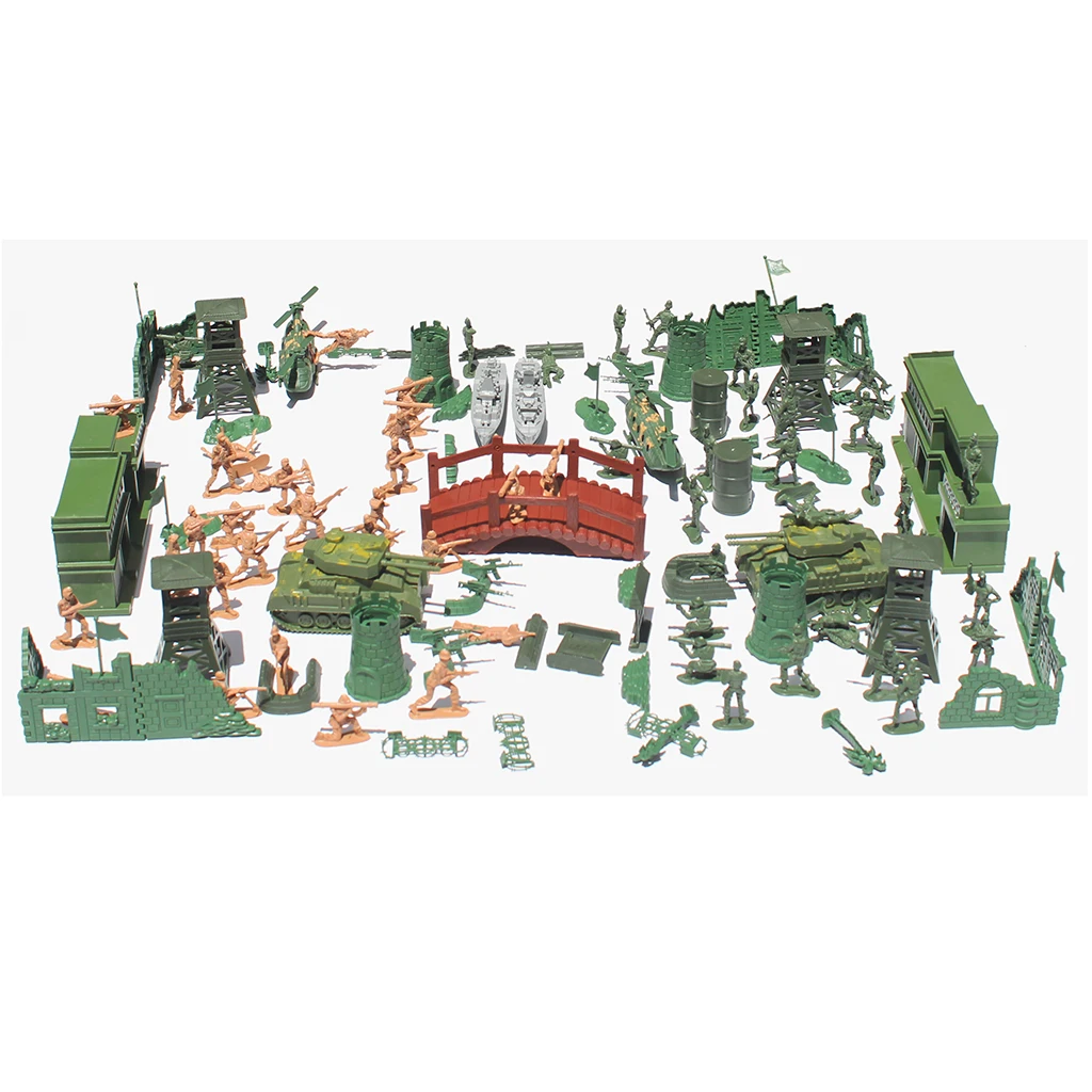 

130 Pieces Toys Soldiers Army Combat Men Figures with Accessories