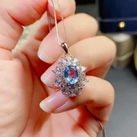 lanzyo 925 sterling silver blue topaz pendants oval fashion gift pendant fine jewelry send necklac trendy wholesalez0608221agb