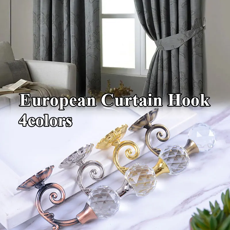 

1Pair Zinc Alloy Crystal Glass Curtain Holdback Wall Tie Back Hooks Hanger Holder Luxurious Window Accessories Curtain Jewelry