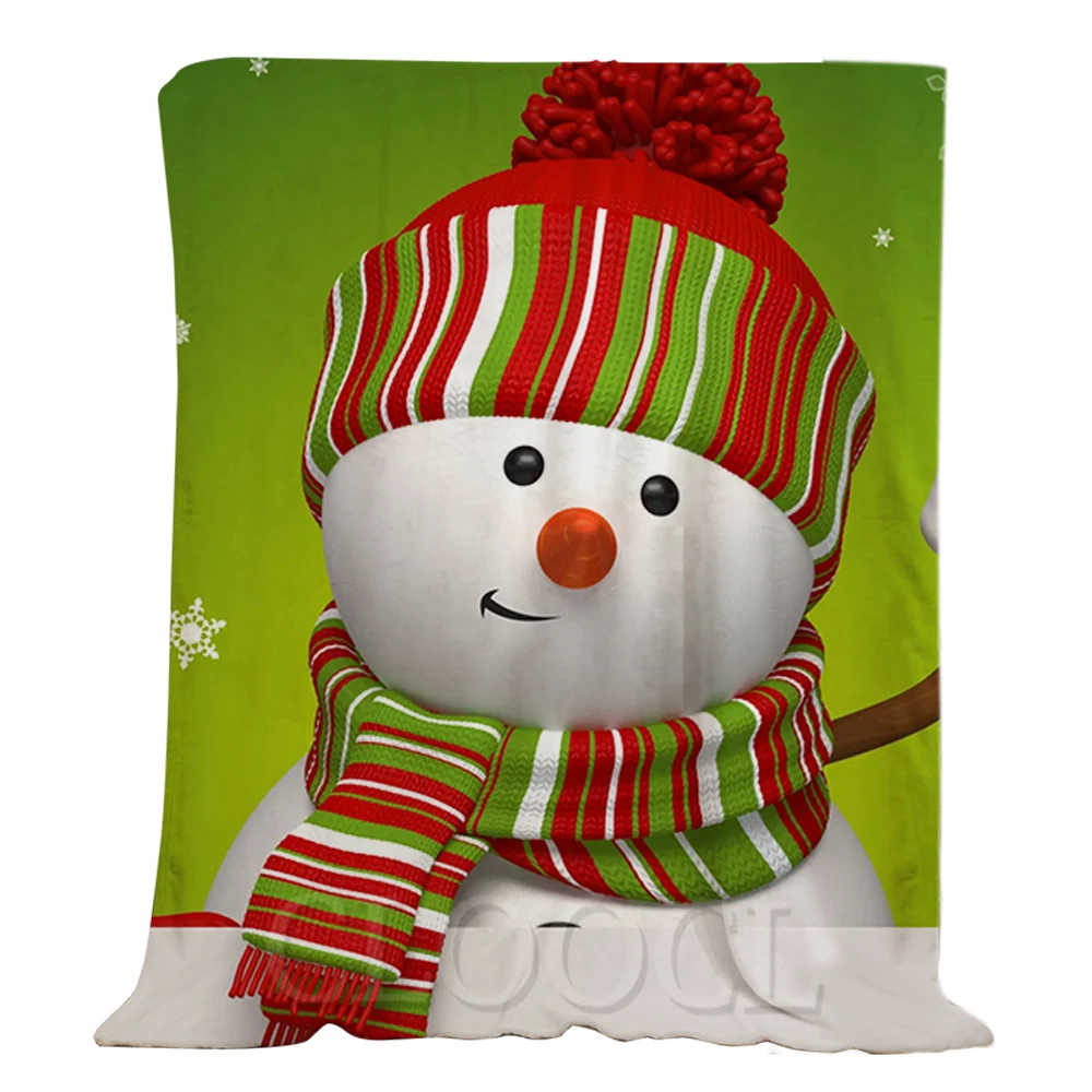 

CLOOCL Christmas Flannel Blankets Snowman Striped Hat Scarf Snowflake Blanket Keep Warm Plush Quilts Gifts For Boys Girls
