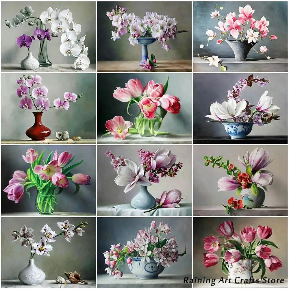 

Diy 5D Diamond Painting Flower Vase Embroidery Full Round Square Drill Cross Stitch Kits Mosaic Pictures Handmade Decor Gifts